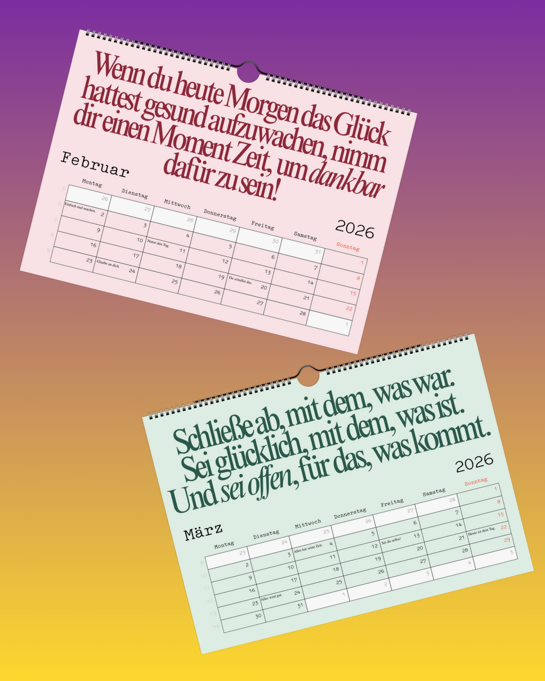 Inspirierender Wandkalender – Sprüche für jeden Monat