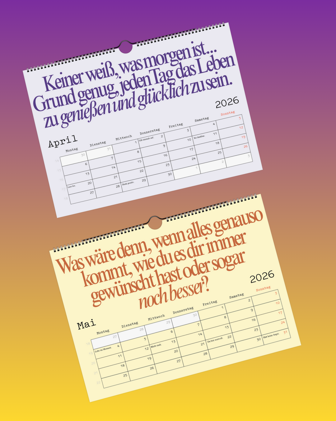 Inspirierender Wandkalender – Sprüche für jeden Monat