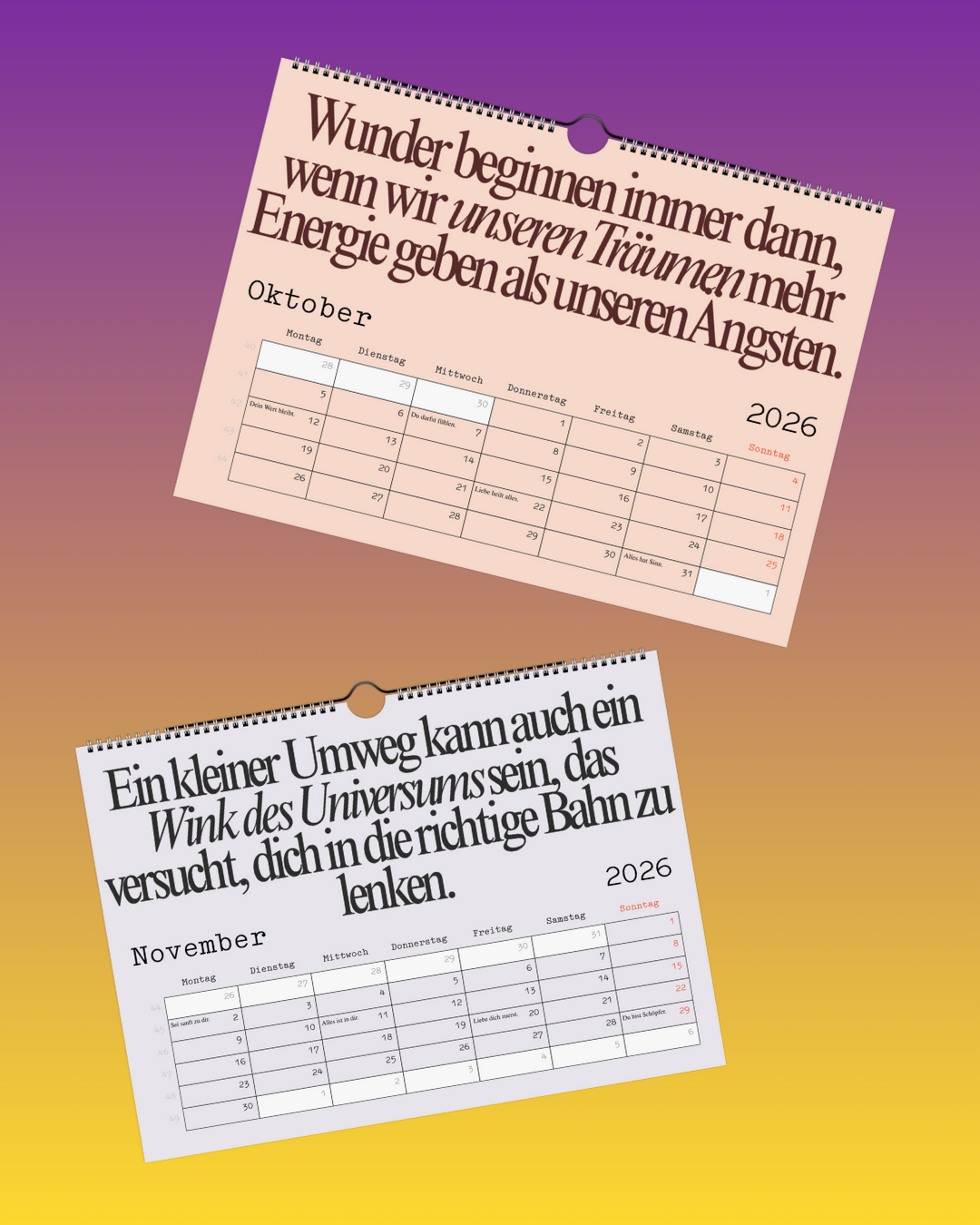 Inspirierender Wandkalender – Sprüche für jeden Monat