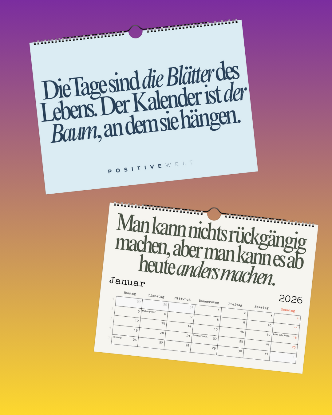Inspirierender Wandkalender – Sprüche für jeden Monat
