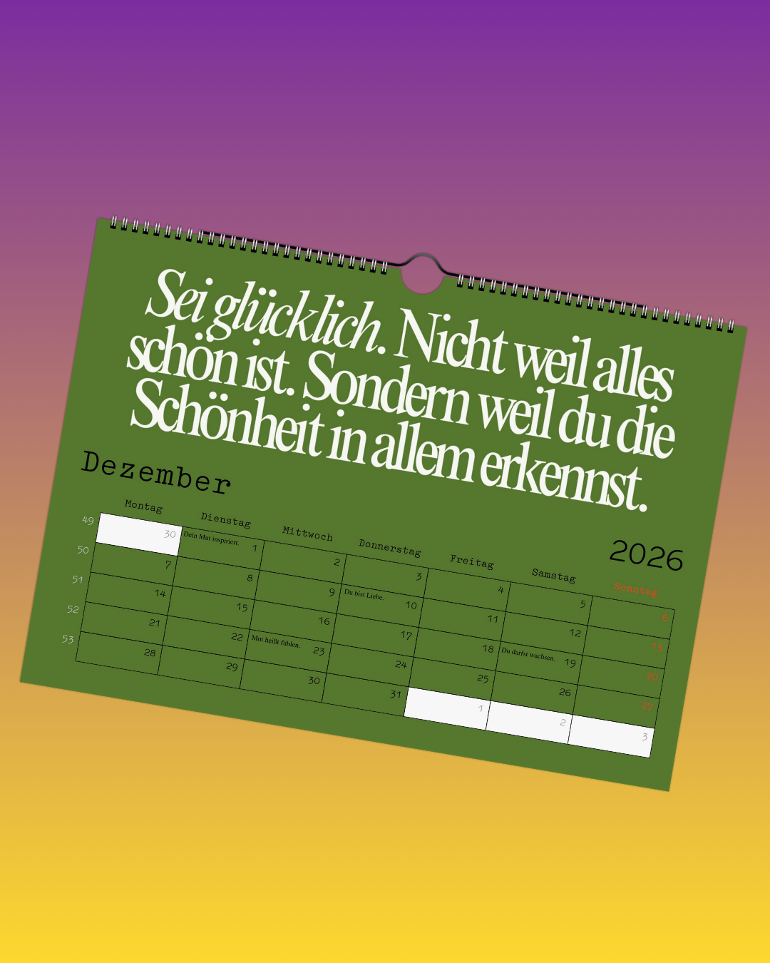 Inspirierender Wandkalender – Sprüche für jeden Monat
